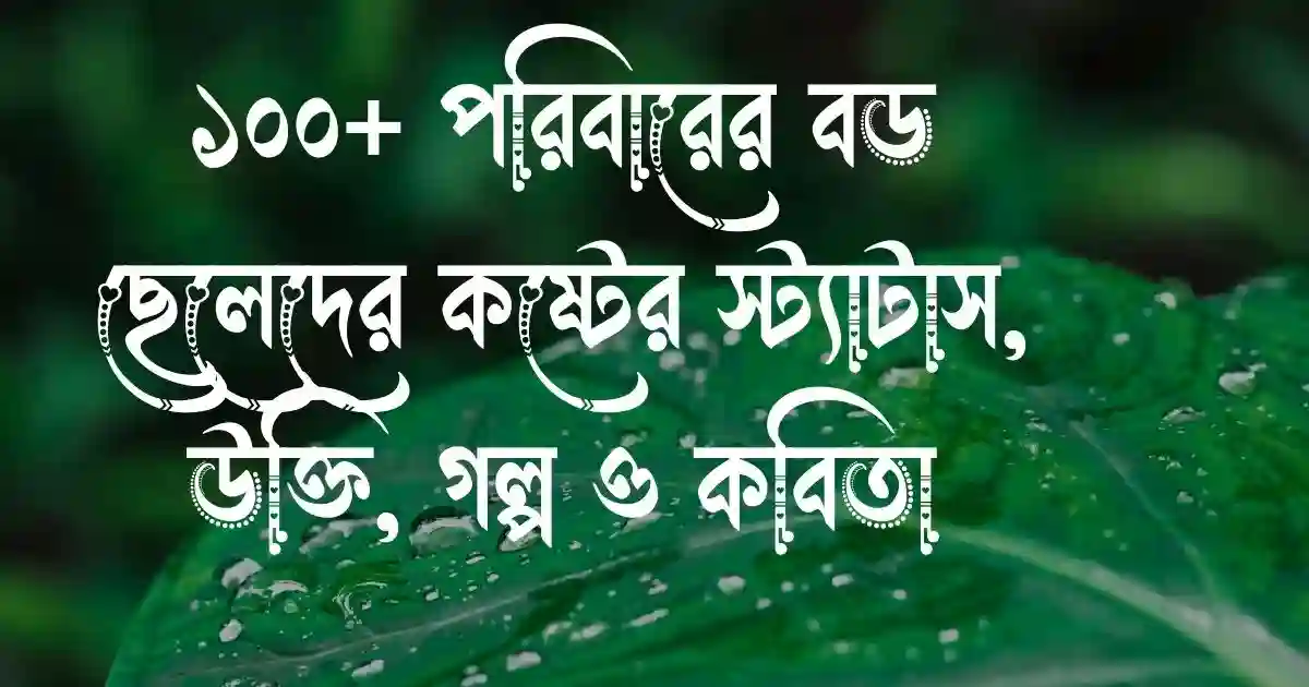 ১০০+ পরিবারের বড় ছেলেদের কষ্টের স্ট্যাটাস, উক্তি, গল্প ও কবিতা